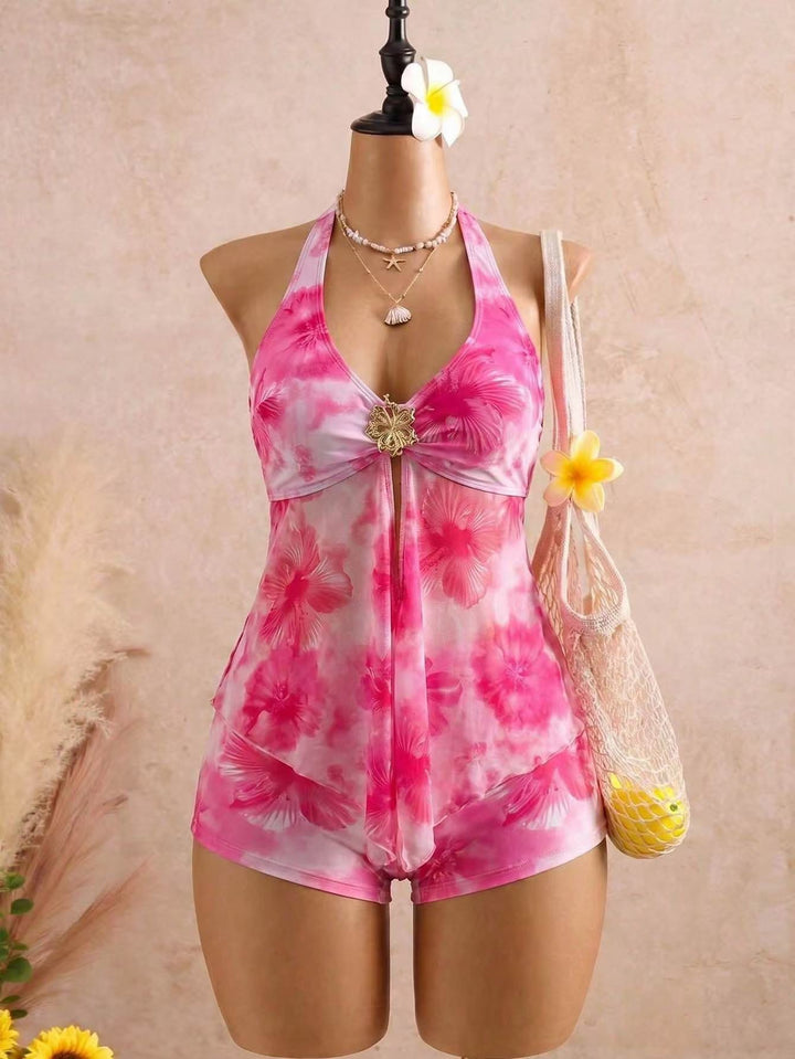 Sun-Embellished Halter Cover-Up Set