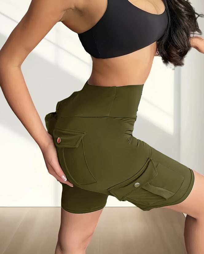 High-Waisted Cargo Biker Shorts