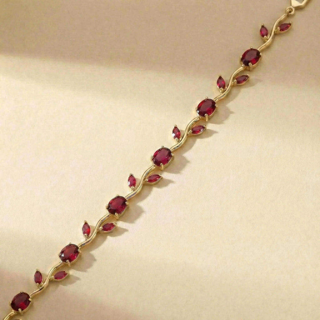 Gold Tone Multicolor Gem Vine Leaf Bracelet | Vintage Nature-Inspired CZ Cuff