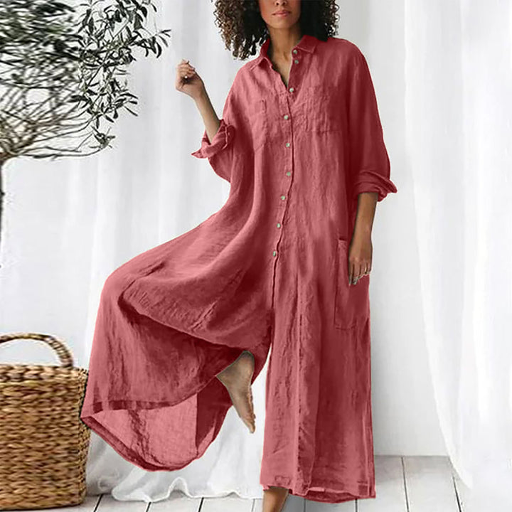 Oversized Black Linen Blend Button Down Maxi Shirt Dress With Side Pockets