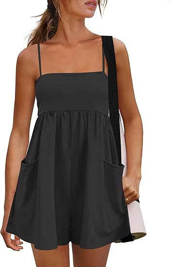 Spaghetti Strap Babydoll Romper with Pockets