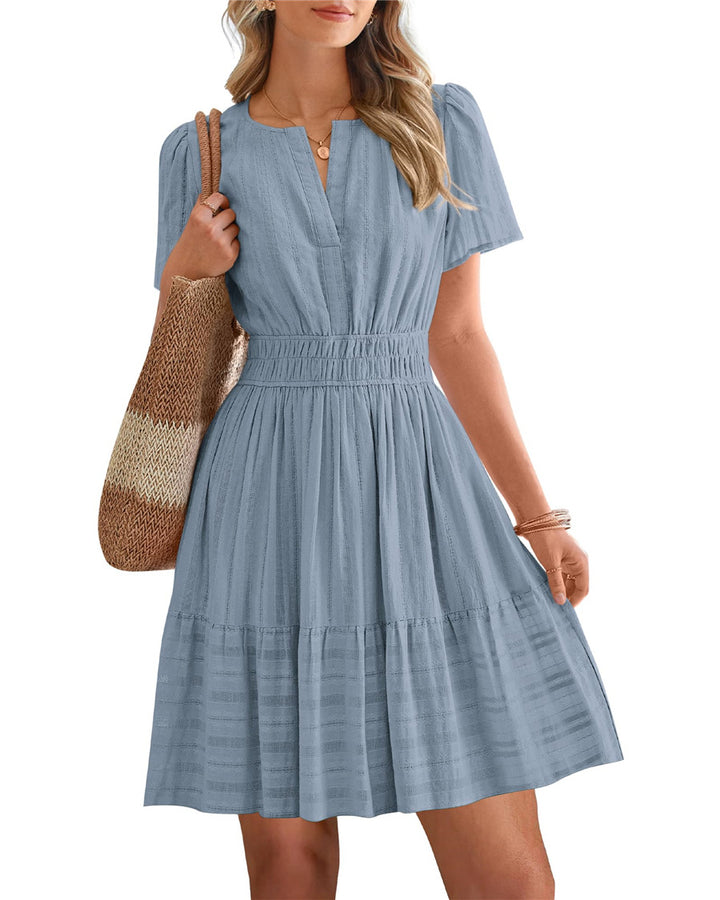 Smocked Waist Tiered Mini Dress