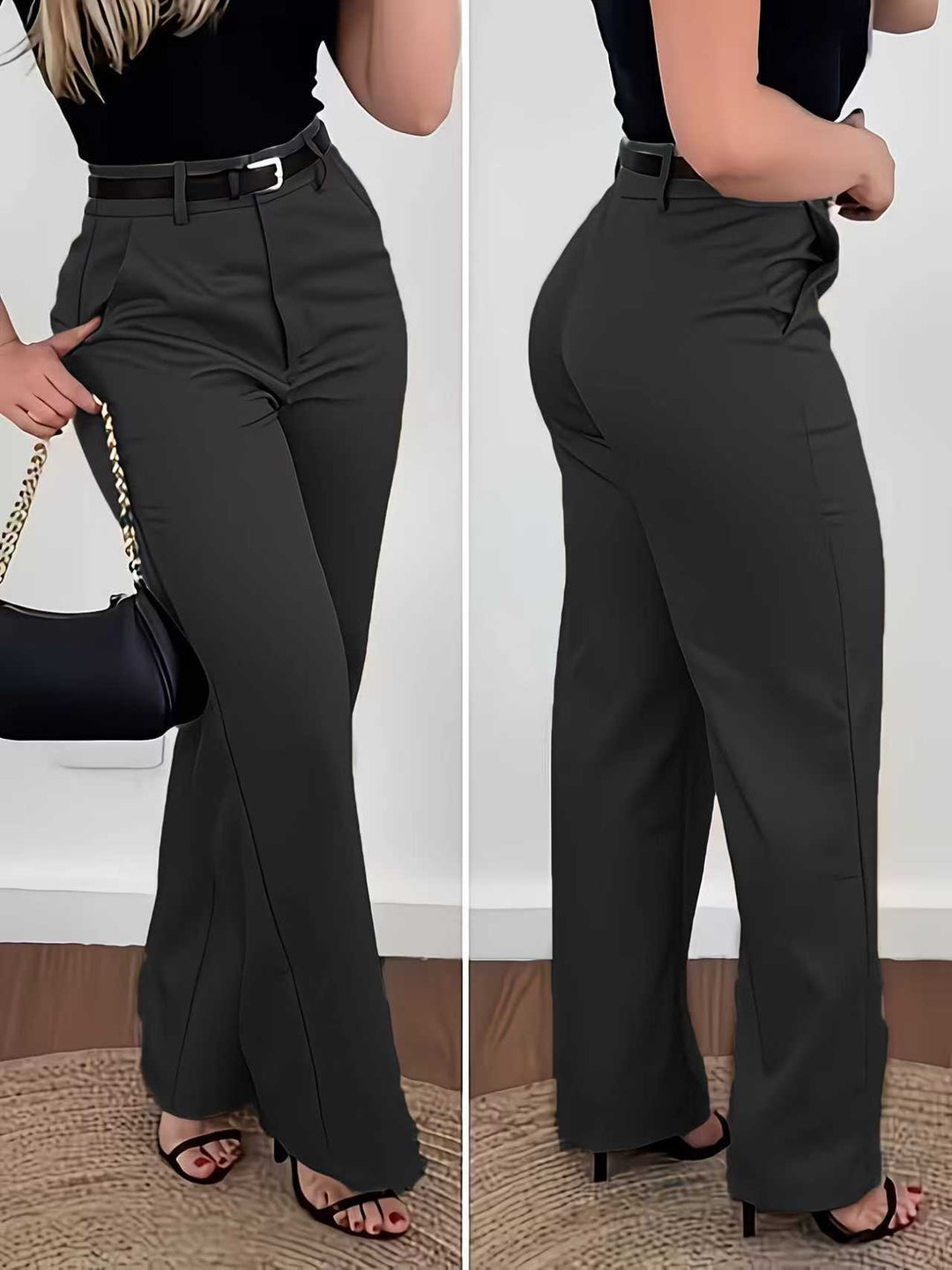 High-Waist Wide-Leg Dress Pants