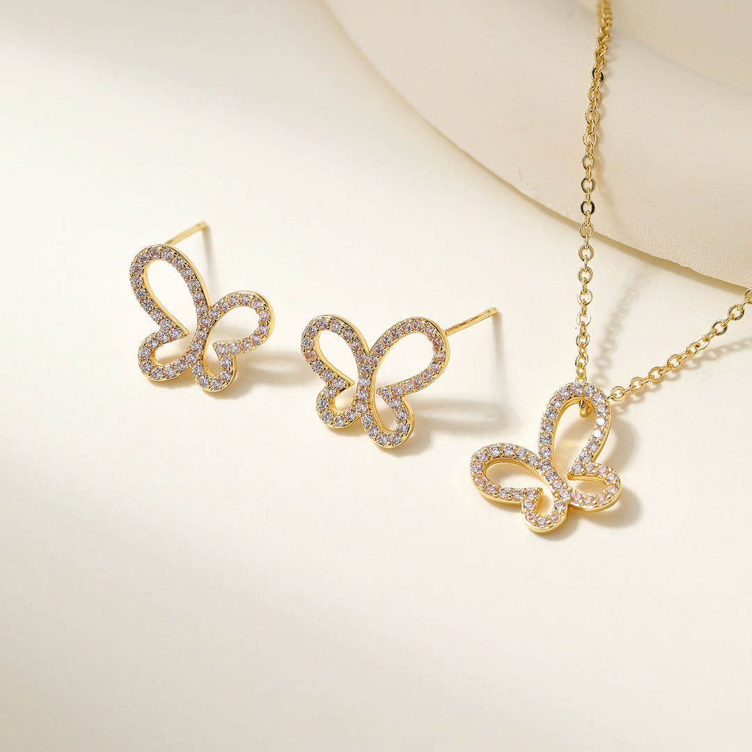 Exquisite Gold Necklace &amp;amp; Earring Set Sparkle—Effortlessly Yours.