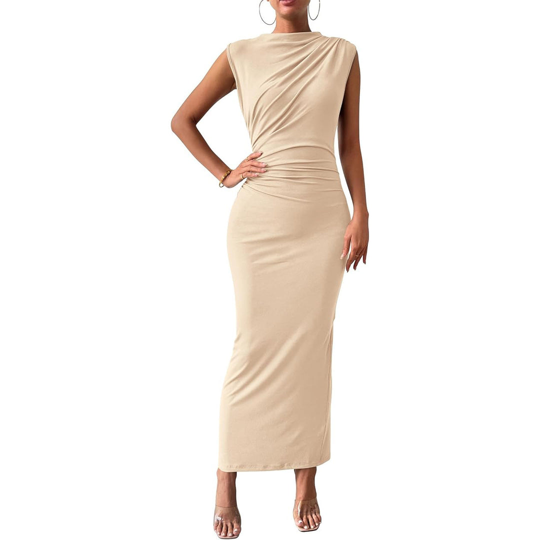 Black Ruched Sleeveless Bodycon Maxi Dress