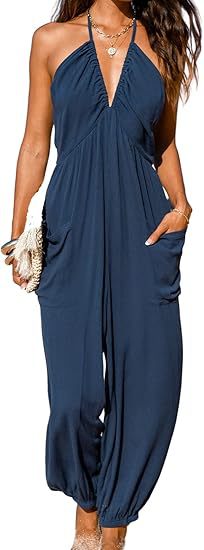 Black Halter Neck Wide-Leg Jumpsuit