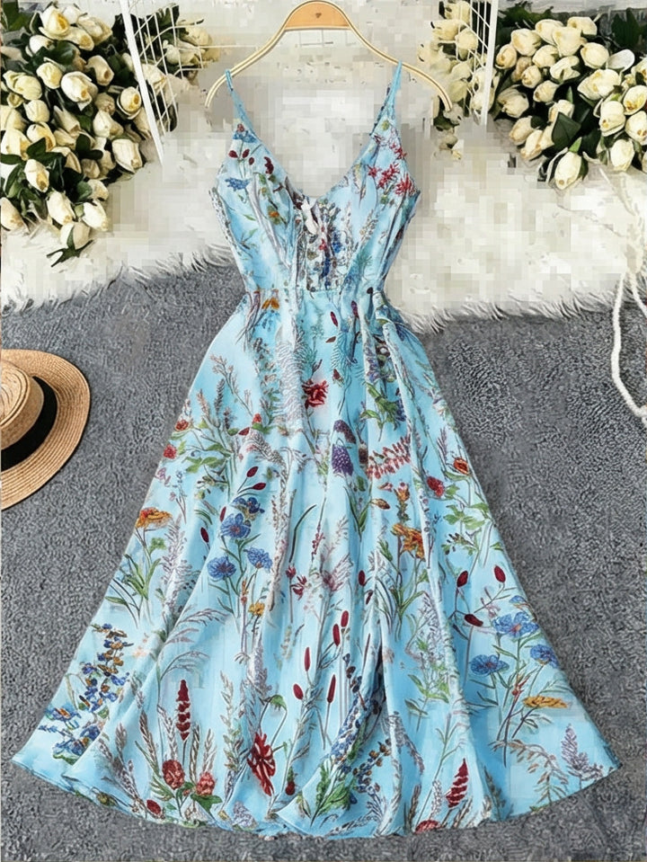 Floral Print Spaghetti Strap Midi Dress