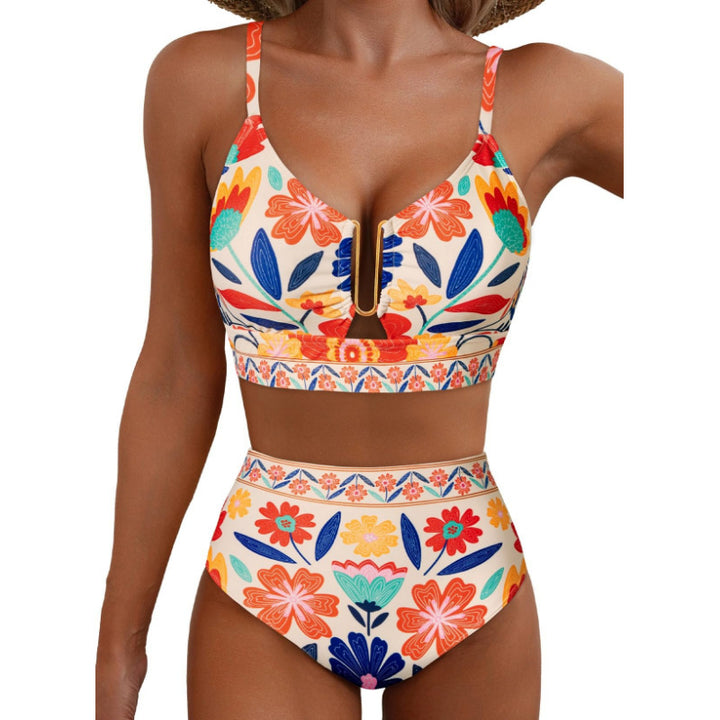 Floral High Waisted Bikini Set for Women – Sexy Two Piece Removable Pad Swimsuit