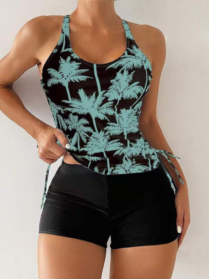 Palm Print Tankini Swim Set