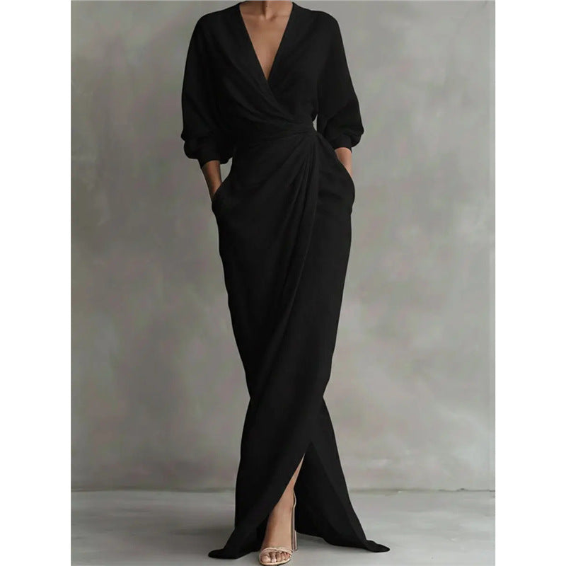 Pink Linen Wrap Maxi Dress