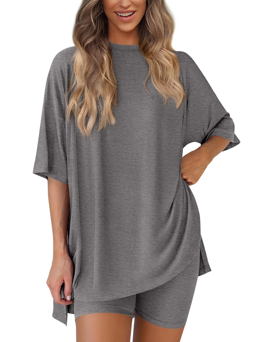 Oversized Tunic &amp; Biker Shorts Loungewear Set