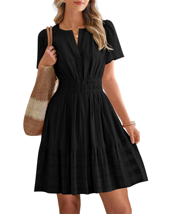 Smocked Waist Tiered Mini Dress
