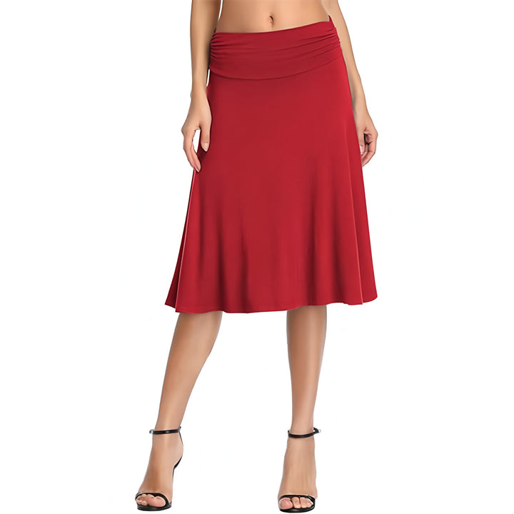 Ruched Waist A-Line Midi Skirt