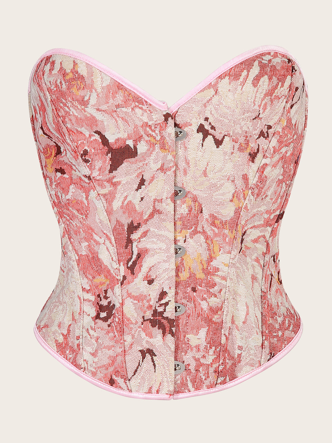 Womens Vintage Floral Denim Overbust Corset Bustier Top
