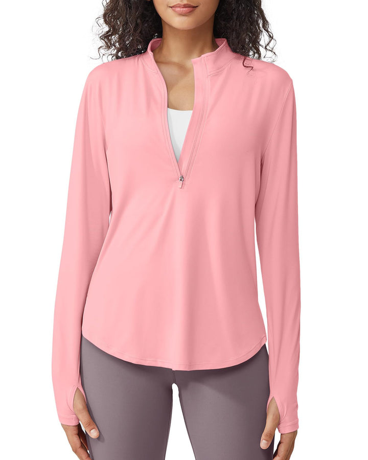 Lavender Half-Zip Long Sleeve Active Top