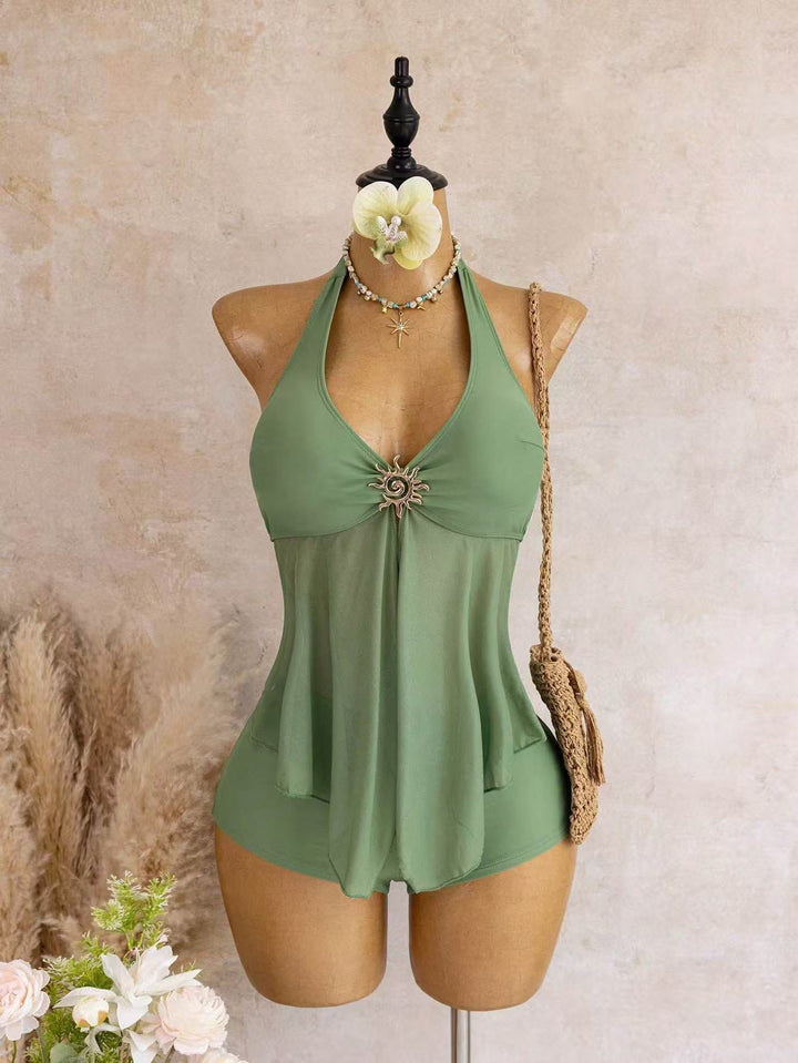 Sun-Embellished Halter Cover-Up Set