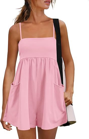 Spaghetti Strap Babydoll Romper with Pockets