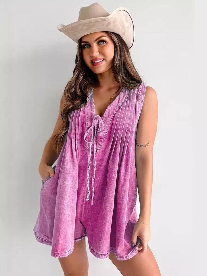 Light Blue Washed Denim Sleeveless Romper