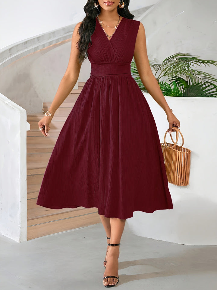 Green Sleeveless Surplice Neck Midi Dress