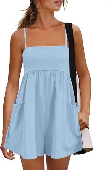Spaghetti Strap Babydoll Romper with Pockets