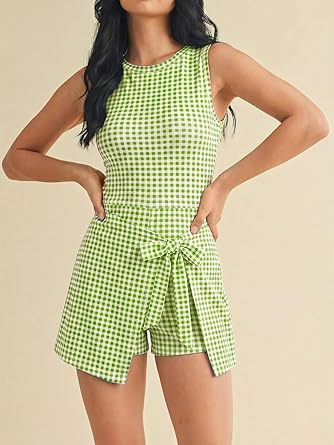 Blue &amp;amp; White Gingham Sleeveless Skort Dress