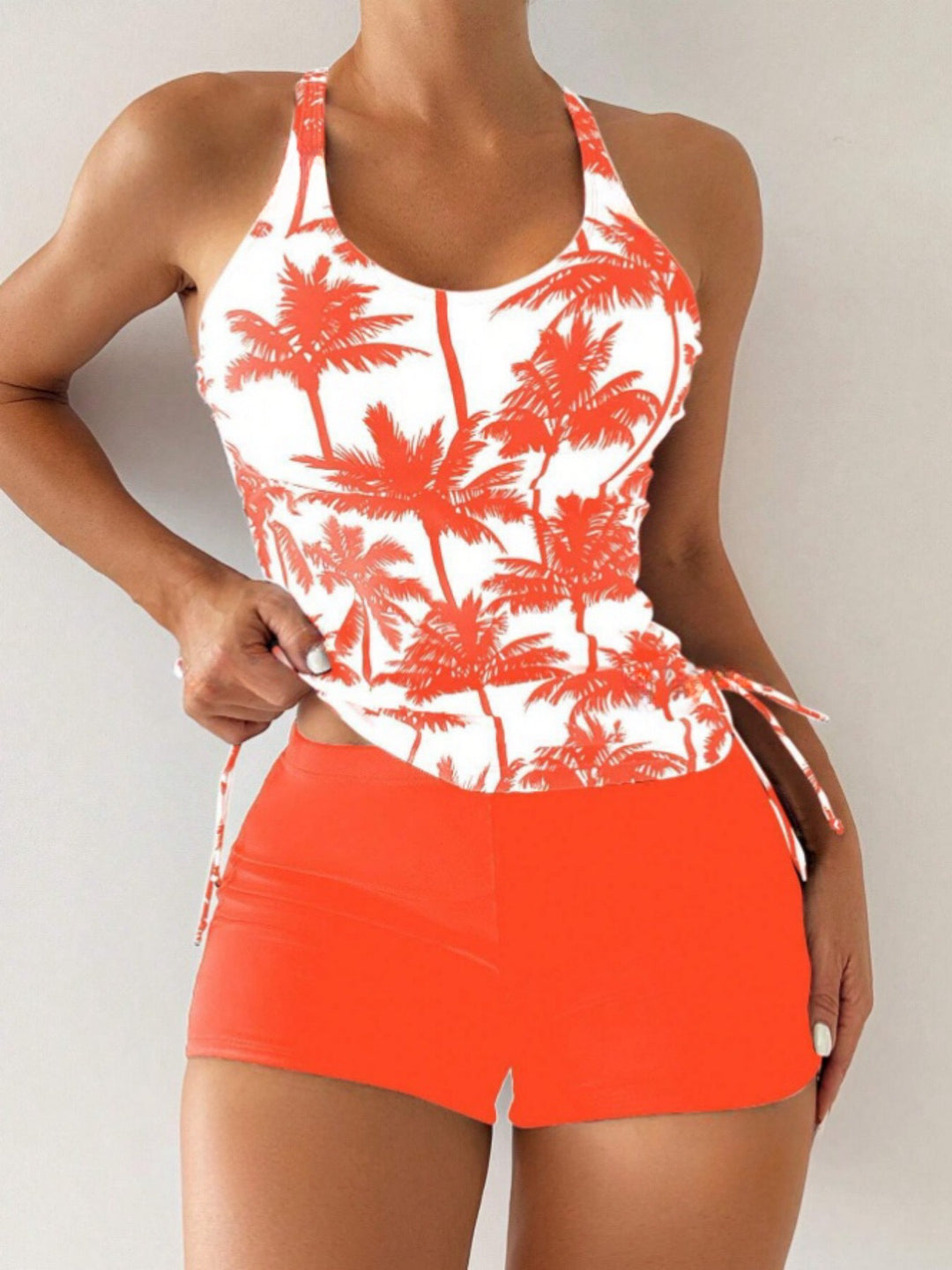 Palm Print Tankini Swim Set