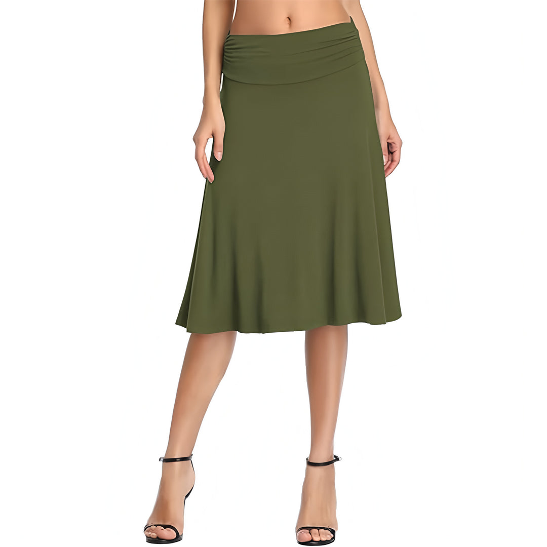 Ruched Waist A-Line Midi Skirt