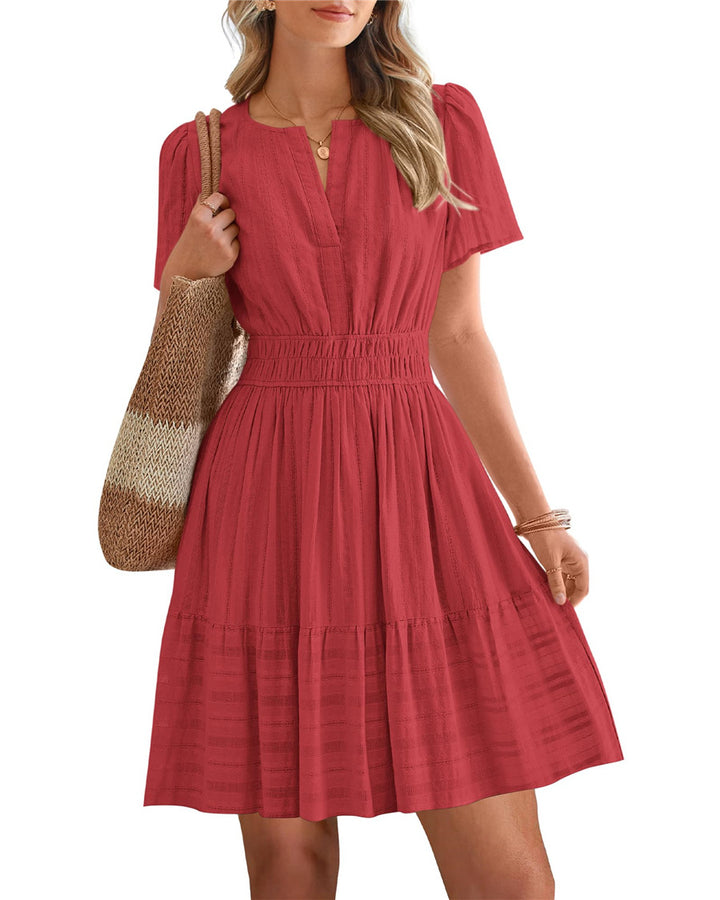 Smocked Waist Tiered Mini Dress