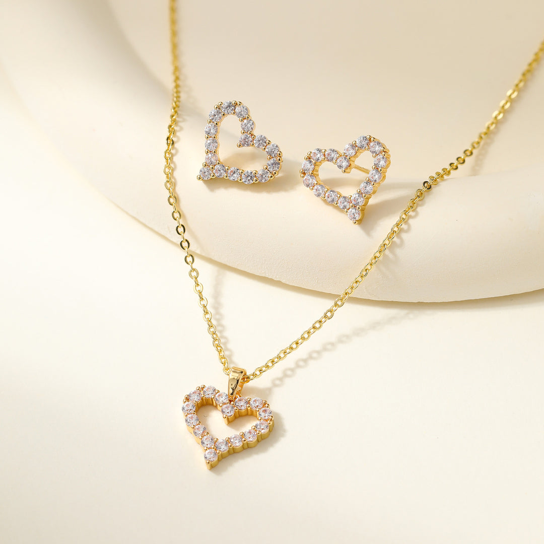 Exquisite Gold Necklace &amp;amp; Earring Set Sparkle—Effortlessly Yours.