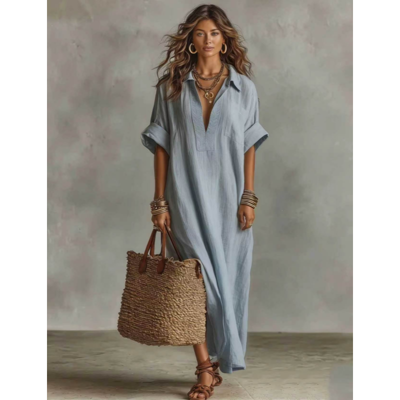 Lightweight Slightly Sheer Shirt Maxi Dress