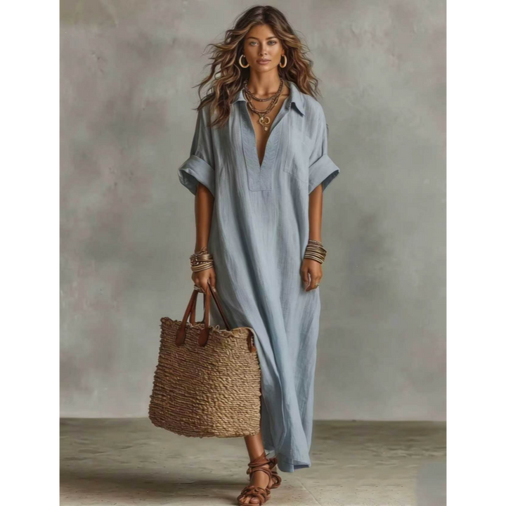 Lightweight Slightly Sheer Shirt Maxi Dress