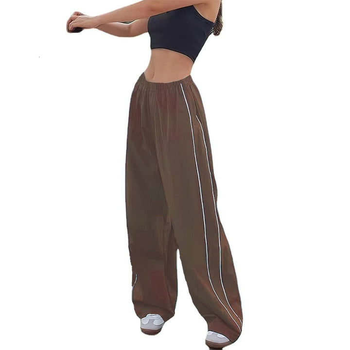 High-Waisted Side-Stripe Wide-Leg Parachute Pants