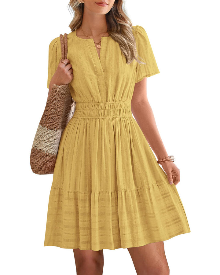 Smocked Waist Tiered Mini Dress