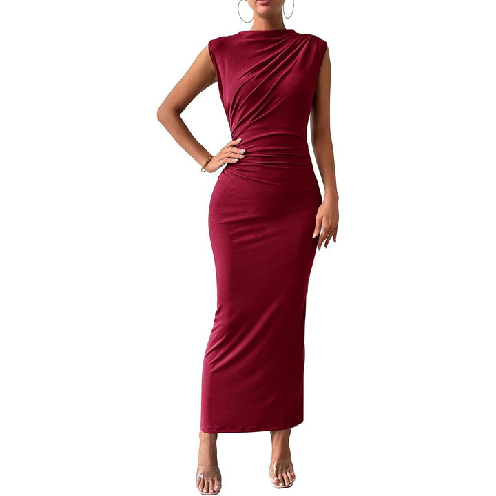 Black Ruched Sleeveless Bodycon Maxi Dress