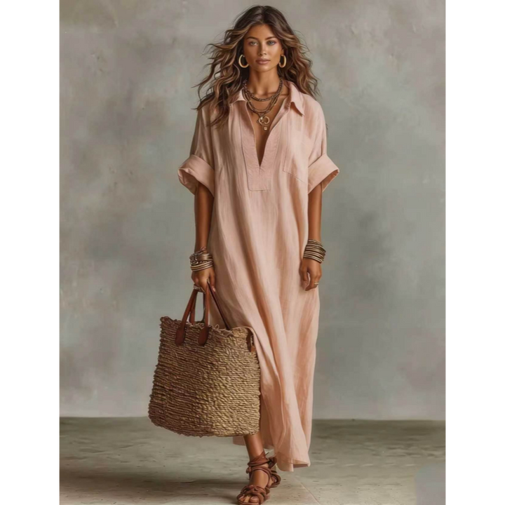 Lightweight Slightly Sheer Shirt Maxi Dress