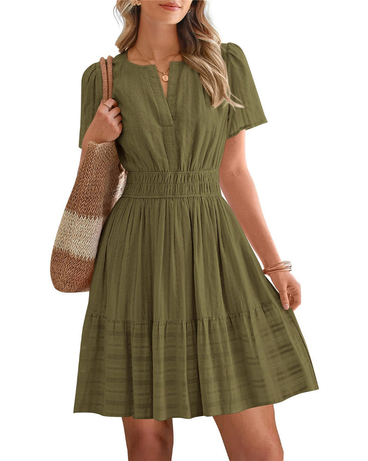 Smocked Waist Tiered Mini Dress