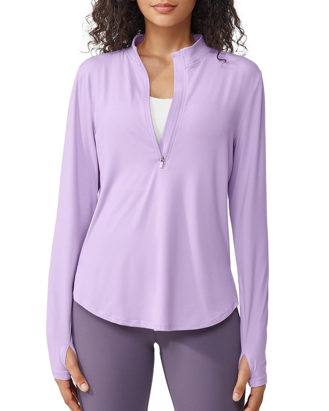 Lavender Half-Zip Long Sleeve Active Top