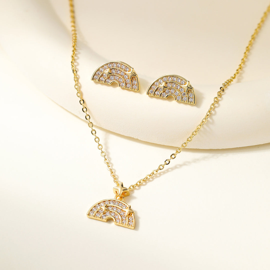 Exquisite Gold Necklace &amp;amp; Earring Set Sparkle—Effortlessly Yours.