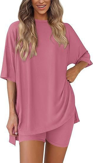 Oversized Tunic &amp; Biker Shorts Loungewear Set