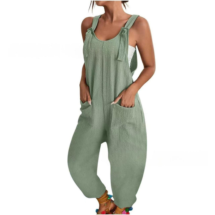 Textured Knotted Strap Loose Jumpsuit