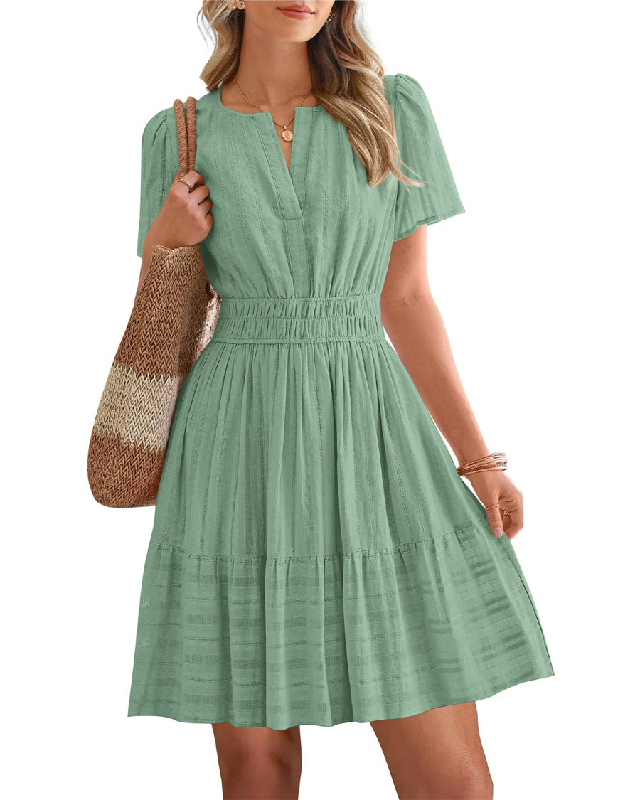 Smocked Waist Tiered Mini Dress